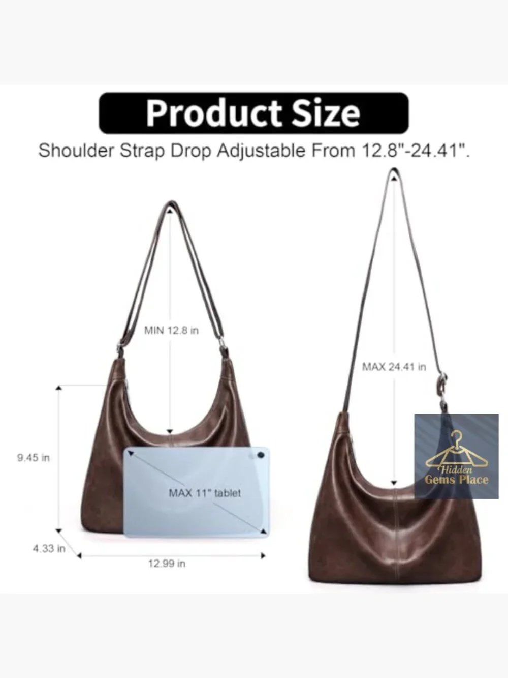 Slouchy Hobo Tote Crossbody Vegan Leather Shoulder Bag